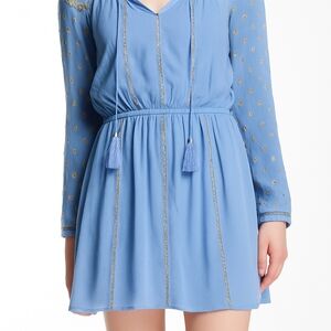 ✨The Jetset Diaries Blue Boho Embroidered Mini Dress - Size XS✨
